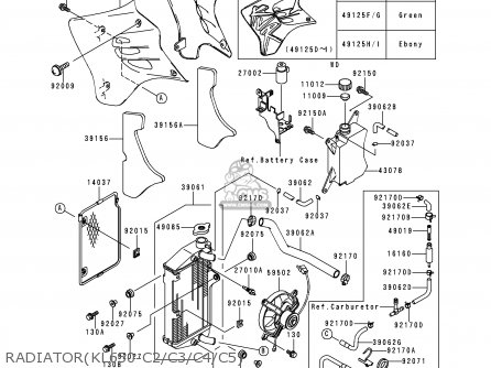 RADIATOR(KL650-C2/C3/C4/C5) - KL650C2 KLR650 1996 EUROPE UK FR NL AR FG GR IT NR SD SP ST