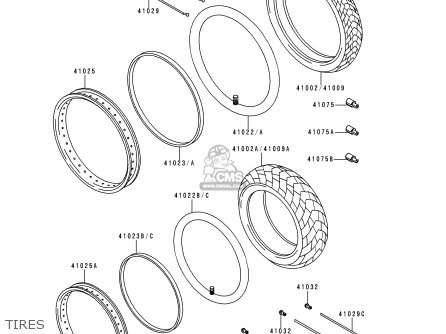 TIRES - KL650C2 KLR650 1996 EUROPE UK FR NL AR FG GR IT NR SD SP ST