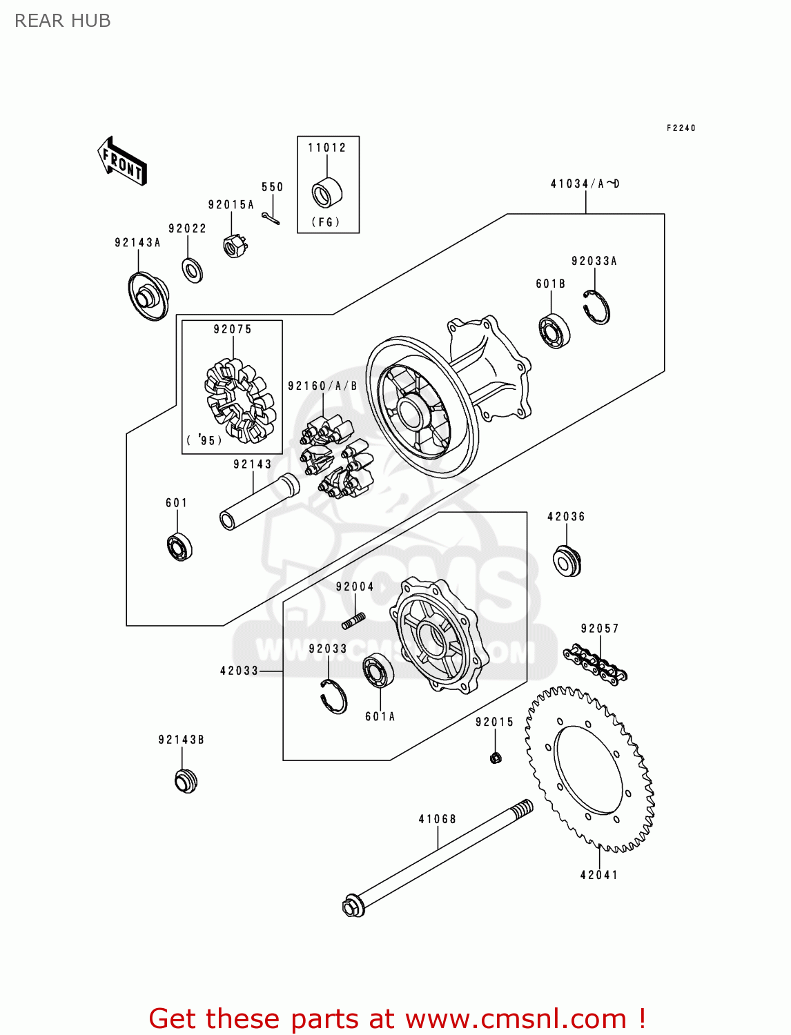 Kawasaki KL650C3 KLR650 1997 EUROPE UK NL AR FG GR IT SD ST REAR HUB