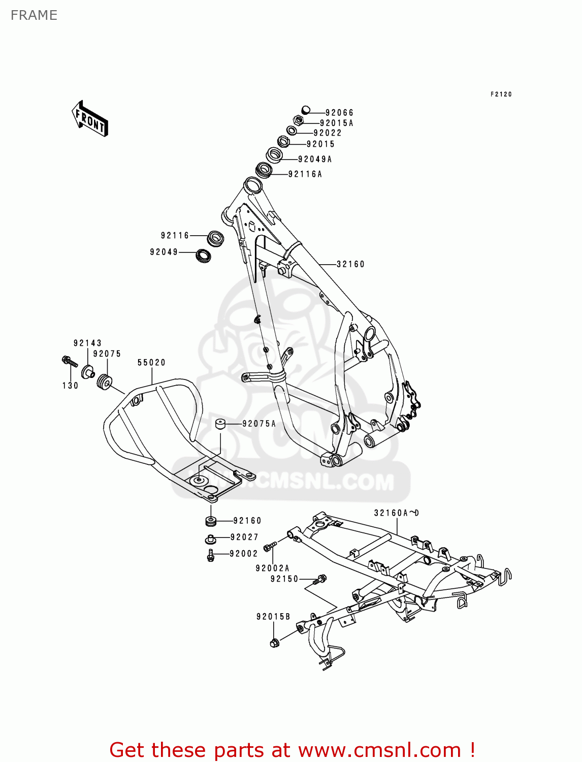 FRAME KL650C3 KLR650 1997 EUROPE UK NL AR FG GR IT SD ST
