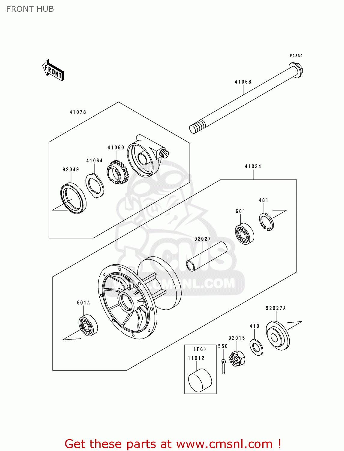 FRONT HUB KL650C3 KLR650 1997 EUROPE UK NL AR FG GR IT SD ST