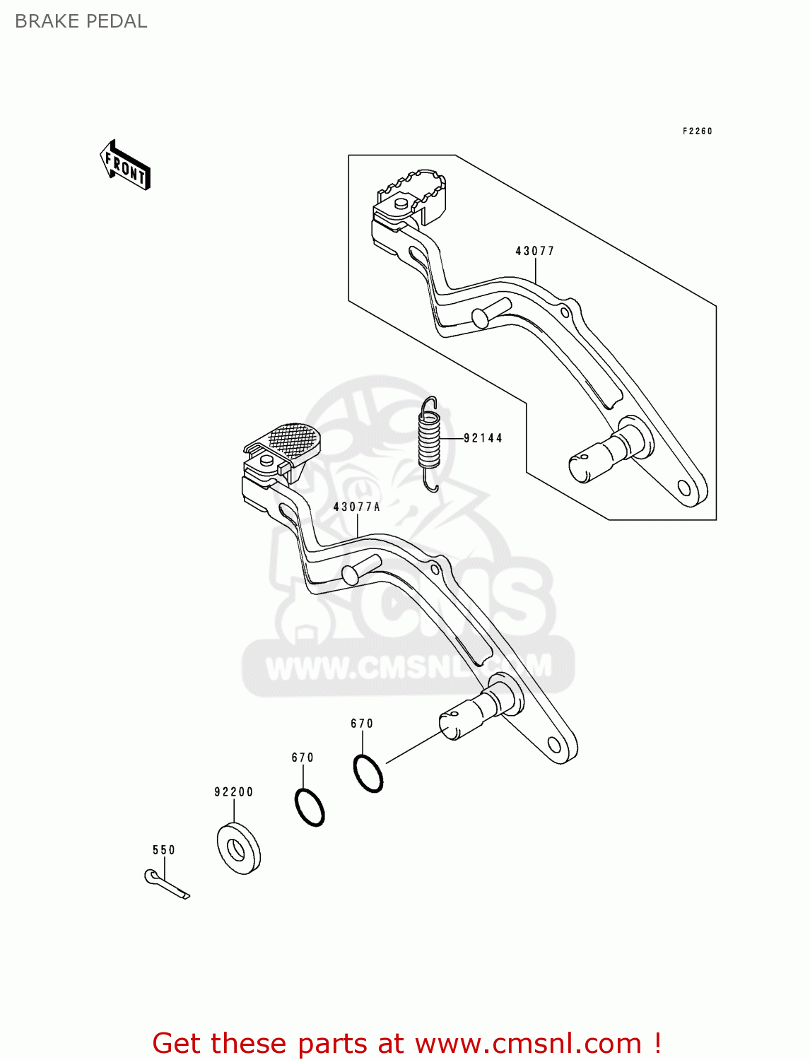 BRAKE PEDAL KL650C3 KLR650 1997 EUROPE UK NL AR FG GR IT SD ST