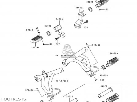 FOOTRESTS - KL650C3 KLR650 1997 EUROPE UK NL AR FG GR IT SD ST