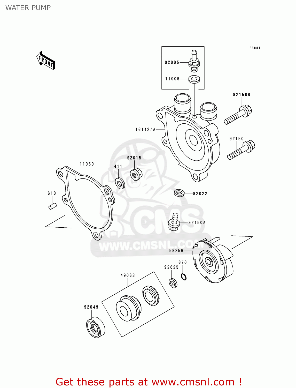 WATER PUMP KL650C4 KLR650 1998 UNITED KINGDOM FG