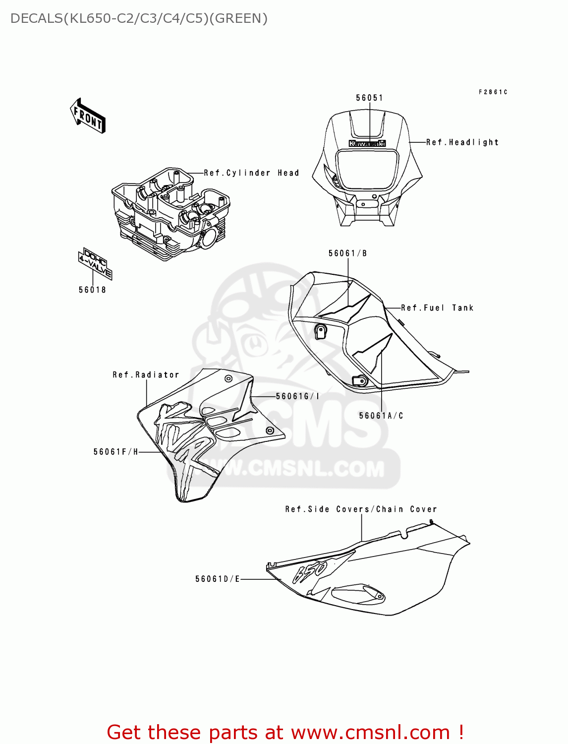 DECALS(KL650-C2/C3/C4/C5)(GREEN) KL650C4 KLR650 1998 UNITED KINGDOM FG