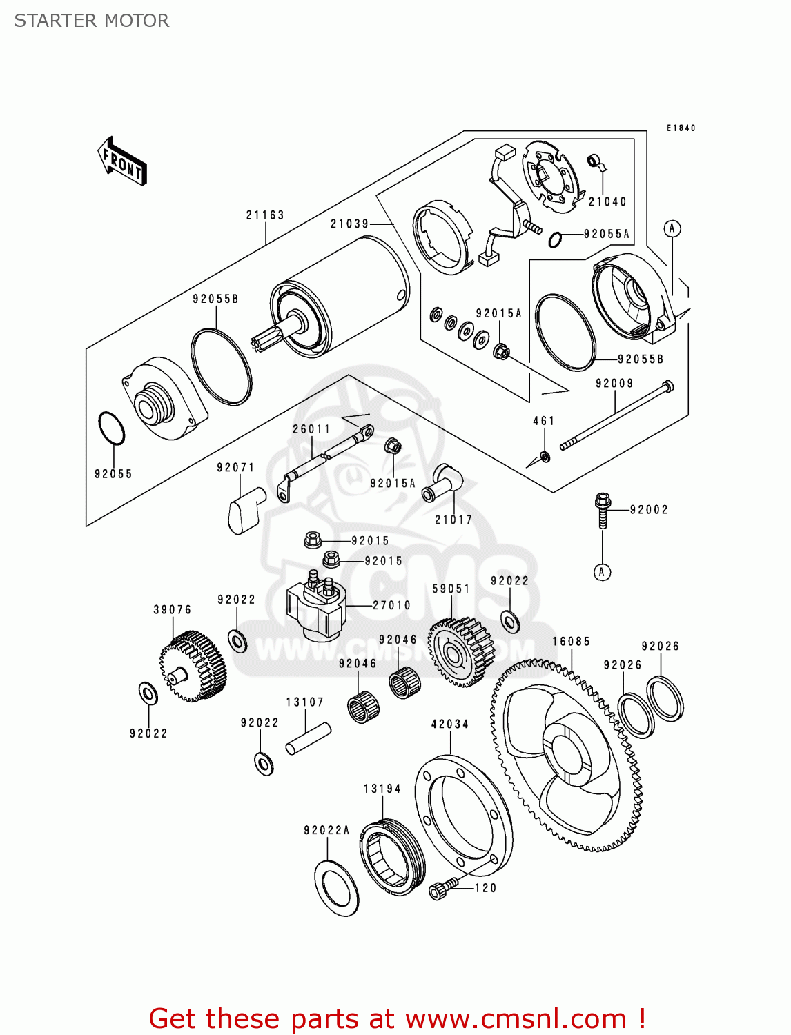 STARTER MOTOR KL650C5 KLR650 1999 UNITED KINGDOM FR NL FG IT SP ST