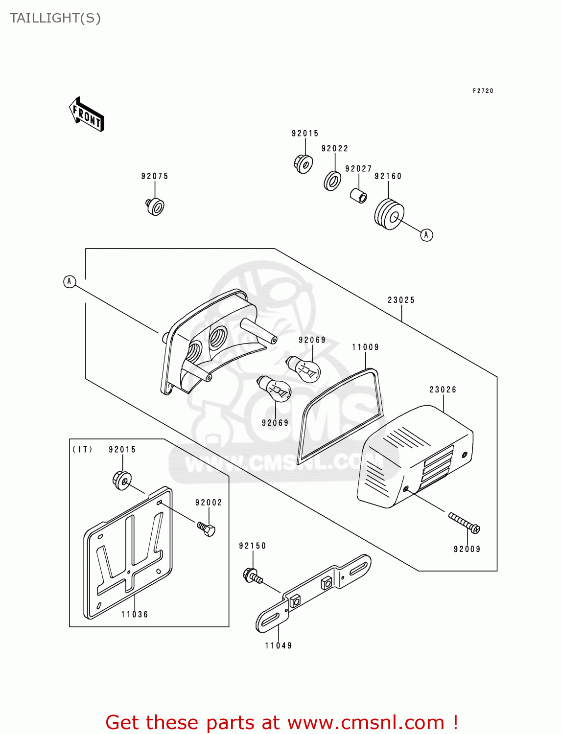TAILLIGHT(S) KL650C5 KLR650 1999 UNITED KINGDOM FR NL FG IT SP ST