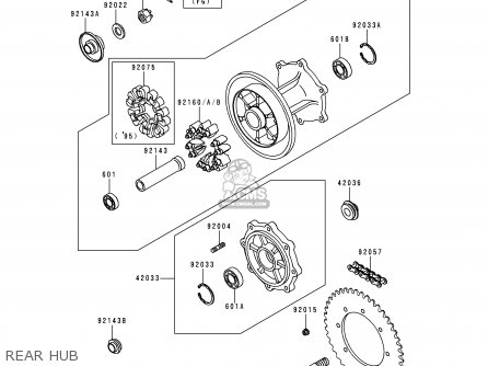 REAR HUB - KL650C5 KLR650 1999 UNITED KINGDOM FR NL FG IT SP ST