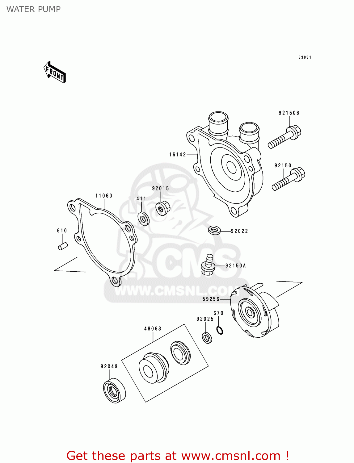 WATER PUMP KL650C6 KLR650 2000 CANADA