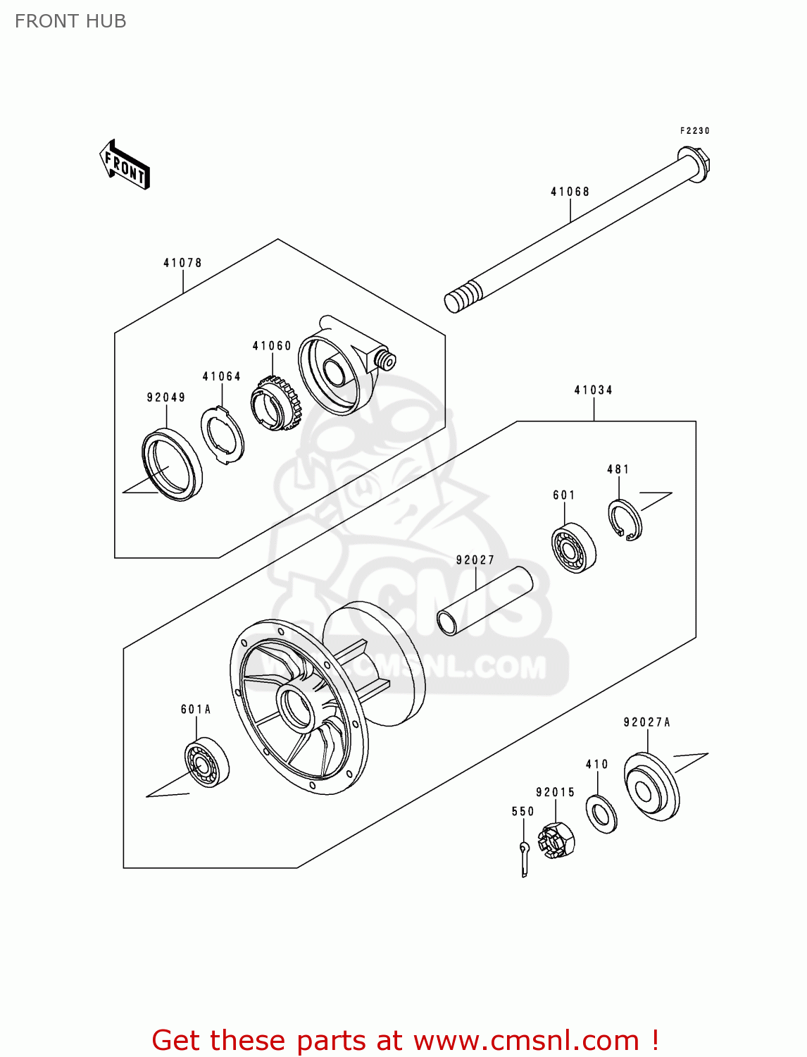 FRONT HUB KL650C6 KLR650 2000 CANADA