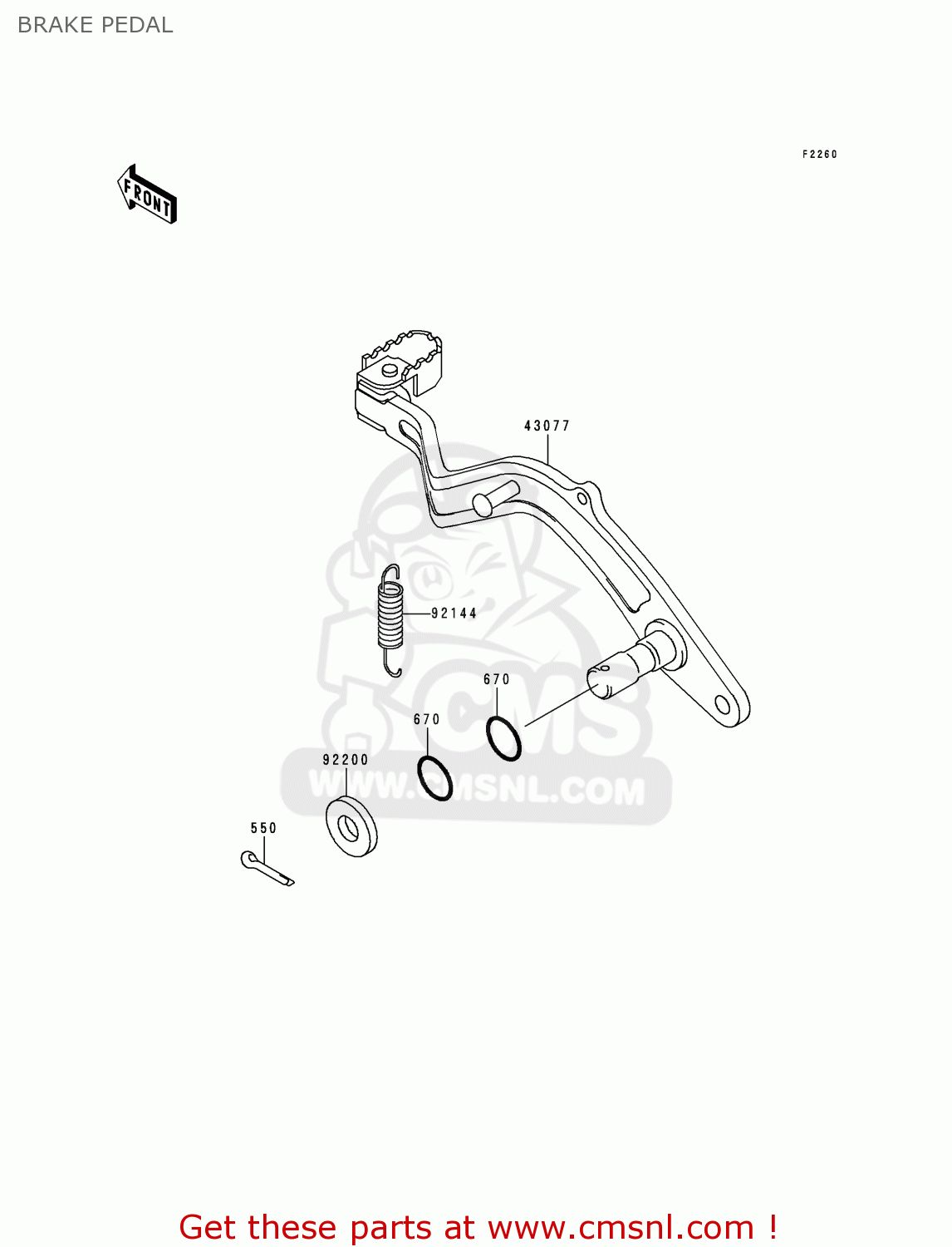 BRAKE PEDAL KL650C6 KLR650 2000 CANADA