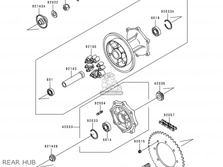 REAR HUB - KL650C6 KLR650 2000 CANADA