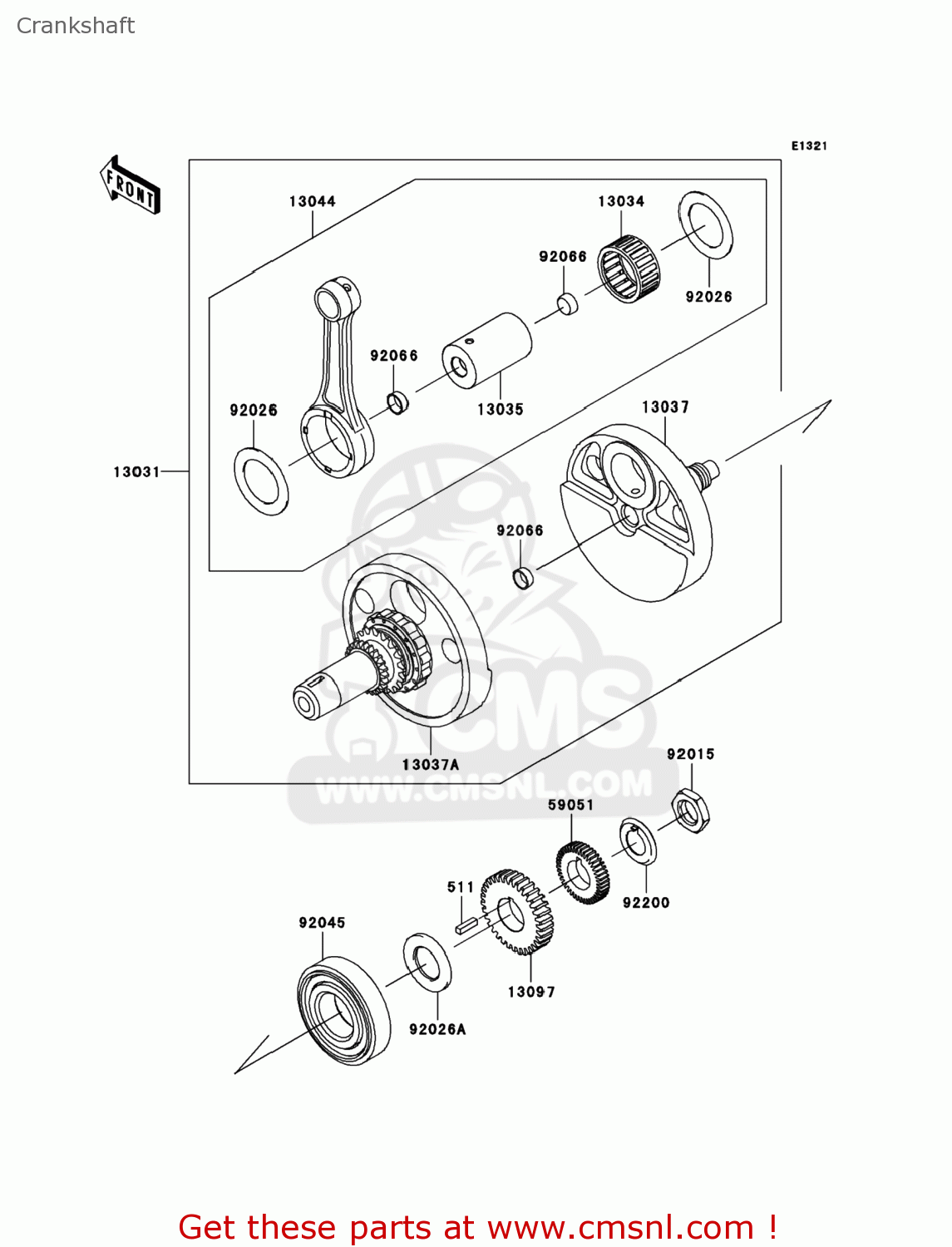Kawasaki KL650E8F KLR650 2008 USA Crankshaft buy original Crankshaft spares online