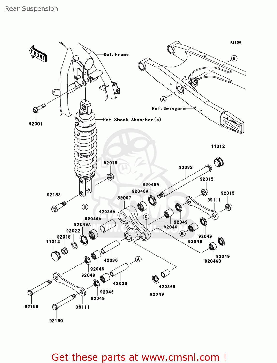 Kawasaki KL650EAF KLR650 2010 USA Rear Suspension - buy original Rear ...