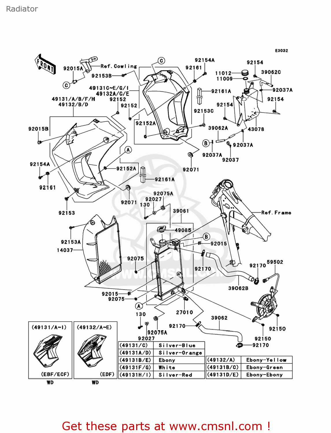 Kawasaki KL650ECF KLR650 2012 USA Radiator buy original Radiator