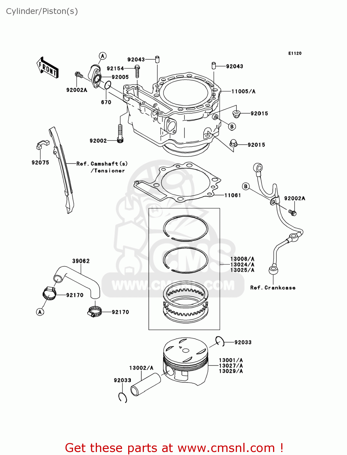 Kawasaki KL650EES KLR650 2014 USA Cylinder/Piston(s) buy original Cylinder/Piston(s) spares online