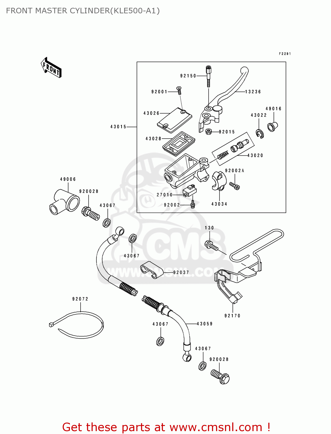 FRONT MASTER CYLINDER(KLE500-A1) KLE500A1 1991 EUROPE UK FR AR FG GR IT NR SD SP ST