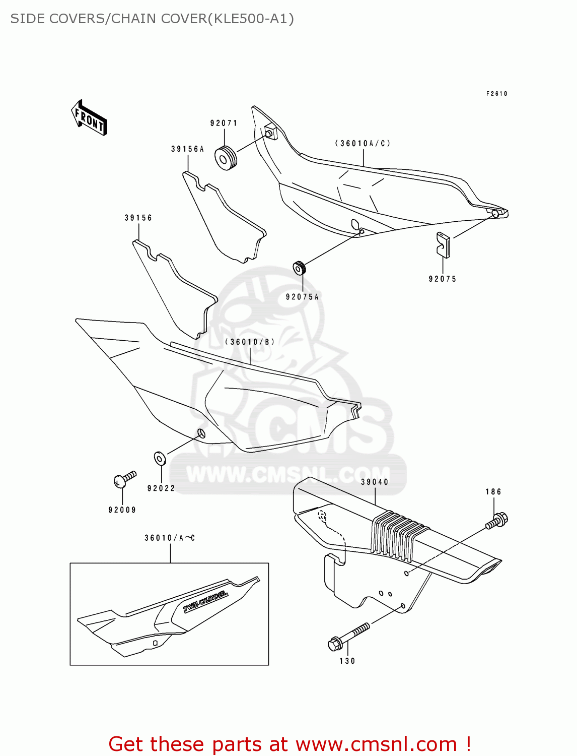 SIDE COVERS/CHAIN COVER(KLE500-A1) KLE500A1 1991 EUROPE UK FR AR FG GR IT NR SD SP ST