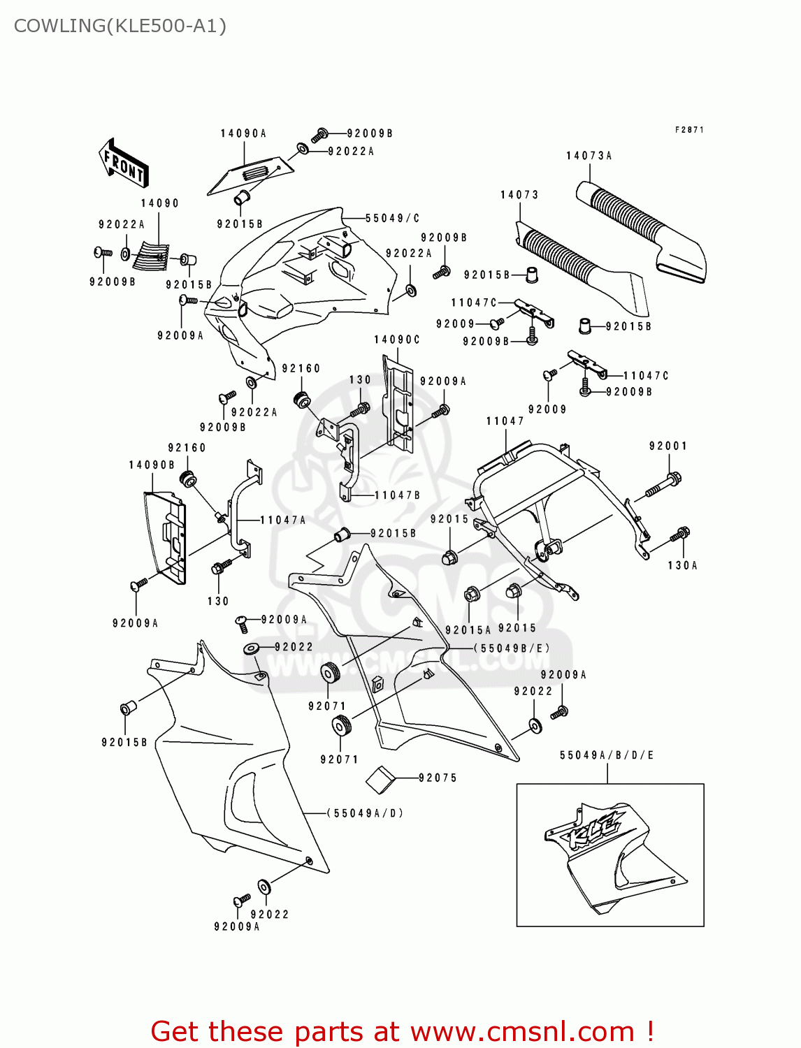 COWLING(KLE500-A1) KLE500A1 1991 EUROPE UK FR AR FG GR IT NR SD SP ST