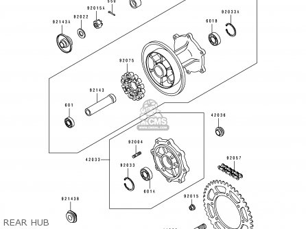 REAR HUB - KLE500A1 1991 EUROPE UK FR AR FG GR IT NR SD SP ST