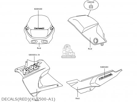 DECALS(RED)(KLE500-A1) - KLE500A1 1991 EUROPE UK FR AR FG GR IT NR SD SP ST