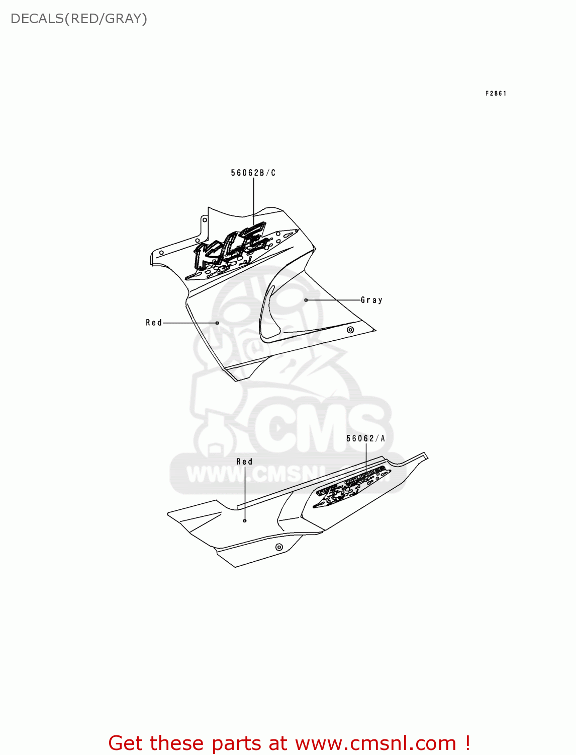 DECALS(RED/GRAY) KLE500A10 2000 IS