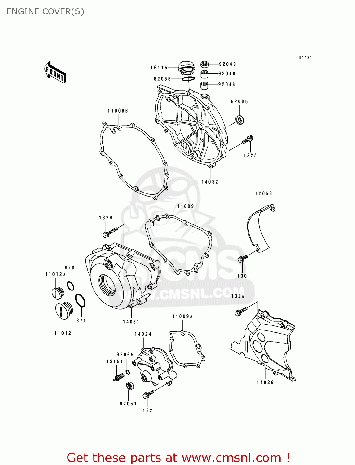 ENGINE COVER(S) KLE500A2 1992 EUROPE UK FR AR FG GR IT NR SD SP ST