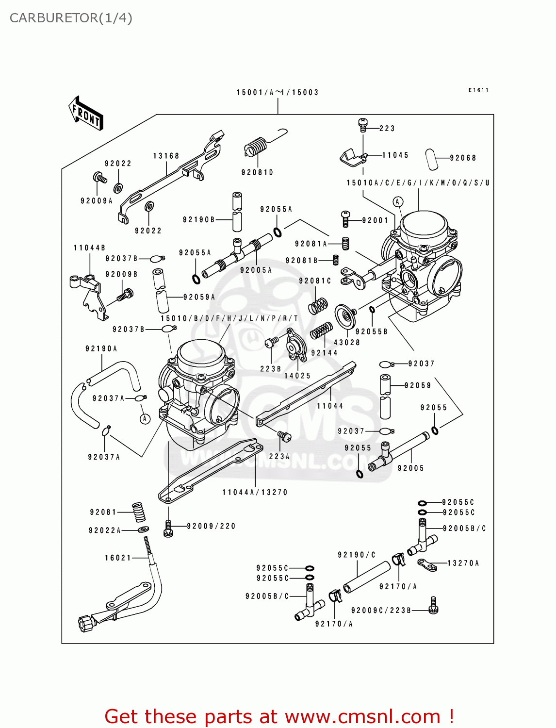 CARBURETOR(1/4) KLE500A2 1992 EUROPE UK FR AR FG GR IT NR SD SP ST