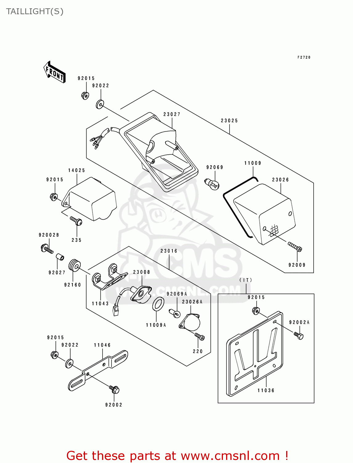 TAILLIGHT(S) KLE500A2 1992 EUROPE UK FR AR FG GR IT NR SD SP ST