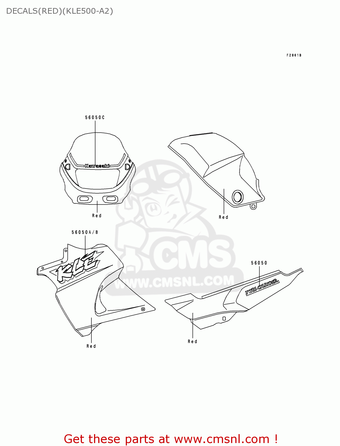 DECALS(RED)(KLE500-A2) KLE500A2 1992 EUROPE UK FR AR FG GR IT NR SD SP ST