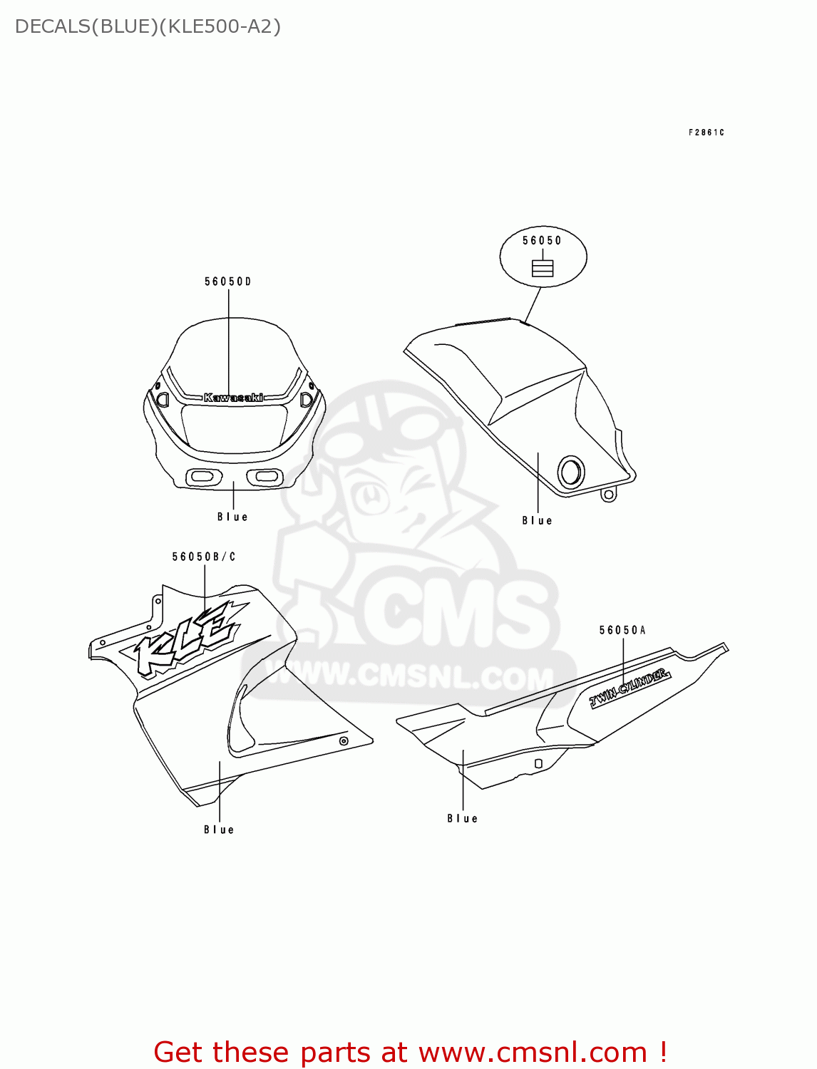 DECALS(BLUE)(KLE500-A2) KLE500A2 1992 EUROPE UK FR AR FG GR IT NR SD SP ST