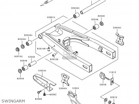 SWINGARM - KLE500A2 1992 EUROPE UK FR AR FG GR IT NR SD SP ST