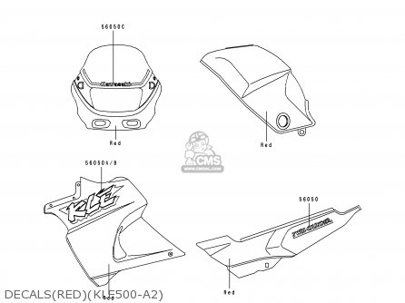 DECALS(RED)(KLE500-A2) - KLE500A2 1992 EUROPE UK FR AR FG GR IT NR SD SP ST