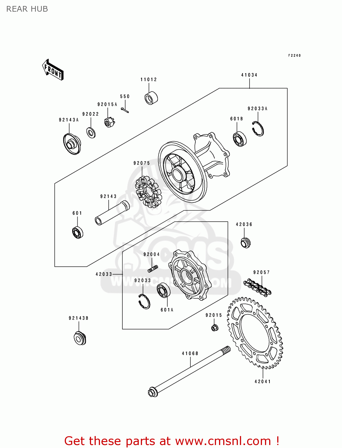 REAR HUB KLE500A3 1993 EUROPE UK FR NL AR FG GR IT NR SD SP ST