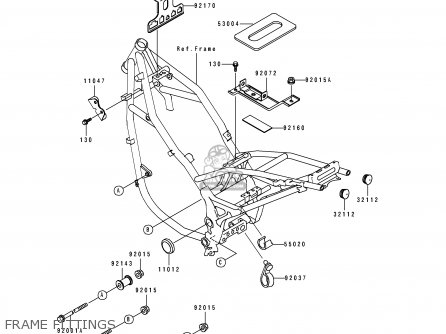 FRAME FITTINGS - KLE500A3 1993 EUROPE UK FR NL AR FG GR IT NR SD SP ST