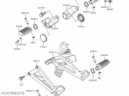 FOOTRESTS - KLE500A3 1993 EUROPE UK FR NL AR FG GR IT NR SD SP ST
