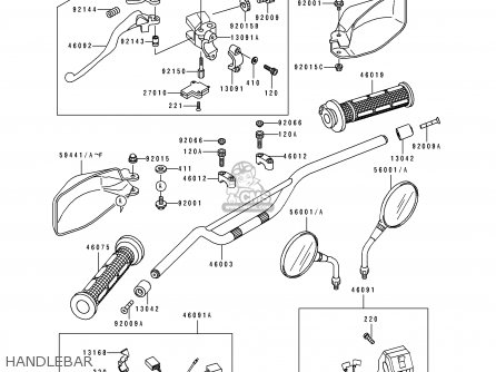 HANDLEBAR - KLE500A3 1993 EUROPE UK FR NL AR FG GR IT NR SD SP ST