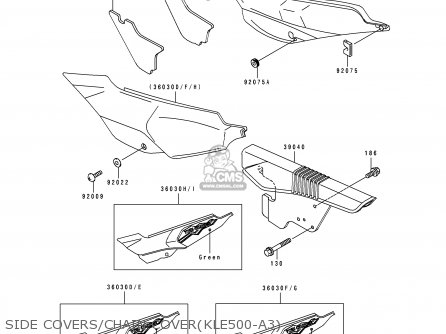 SIDE COVERS/CHAIN COVER(KLE500-A3) - KLE500A3 1993 EUROPE UK FR NL AR FG GR IT NR SD SP ST