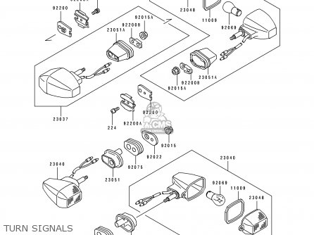 TURN SIGNALS - KLE500A3 1993 EUROPE UK FR NL AR FG GR IT NR SD SP ST