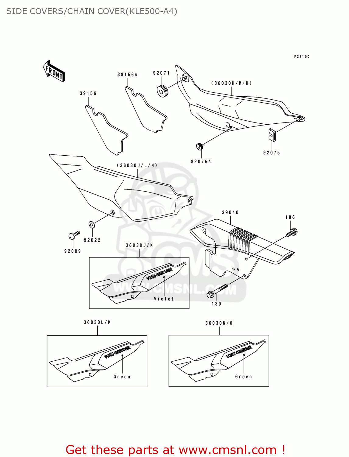 SIDE COVERS/CHAIN COVER(KLE500-A4) KLE500A4 1994 EUROPE UK FR NL AR FG GR IT NR SP ST