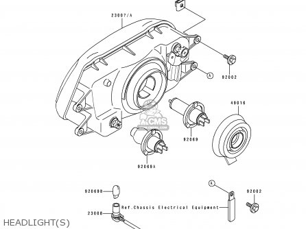 HEADLIGHT(S) - KLE500A4 1994 EUROPE UK FR NL AR FG GR IT NR SP ST