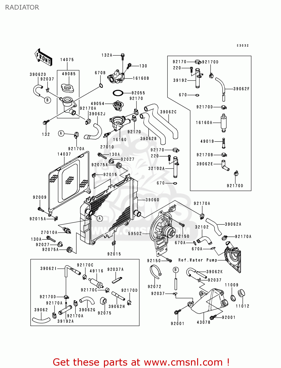 RADIATOR KLE500A5 1995 EUROPE UK FR NL AR FG GR IT NR SD SP ST