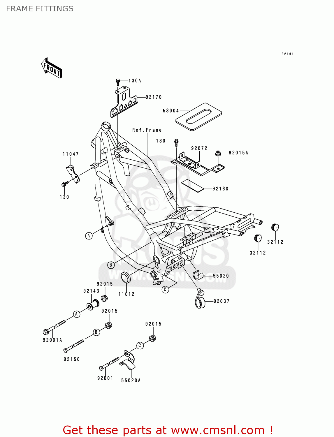 FRAME FITTINGS KLE500A5 1995 EUROPE UK FR NL AR FG GR IT NR SD SP ST