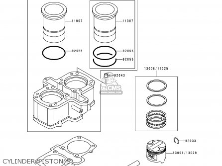 CYLINDER/PISTON(S) - KLE500A5 1995 EUROPE UK FR NL AR FG GR IT NR SD SP ST