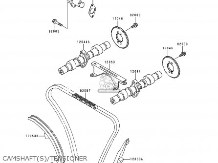 CAMSHAFT(S)/TENSIONER - KLE500A5 1995 EUROPE UK FR NL AR FG GR IT NR SD SP ST