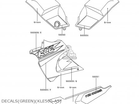 DECALS(GREEN)(KLE500-A5) - KLE500A5 1995 EUROPE UK FR NL AR FG GR IT NR SD SP ST
