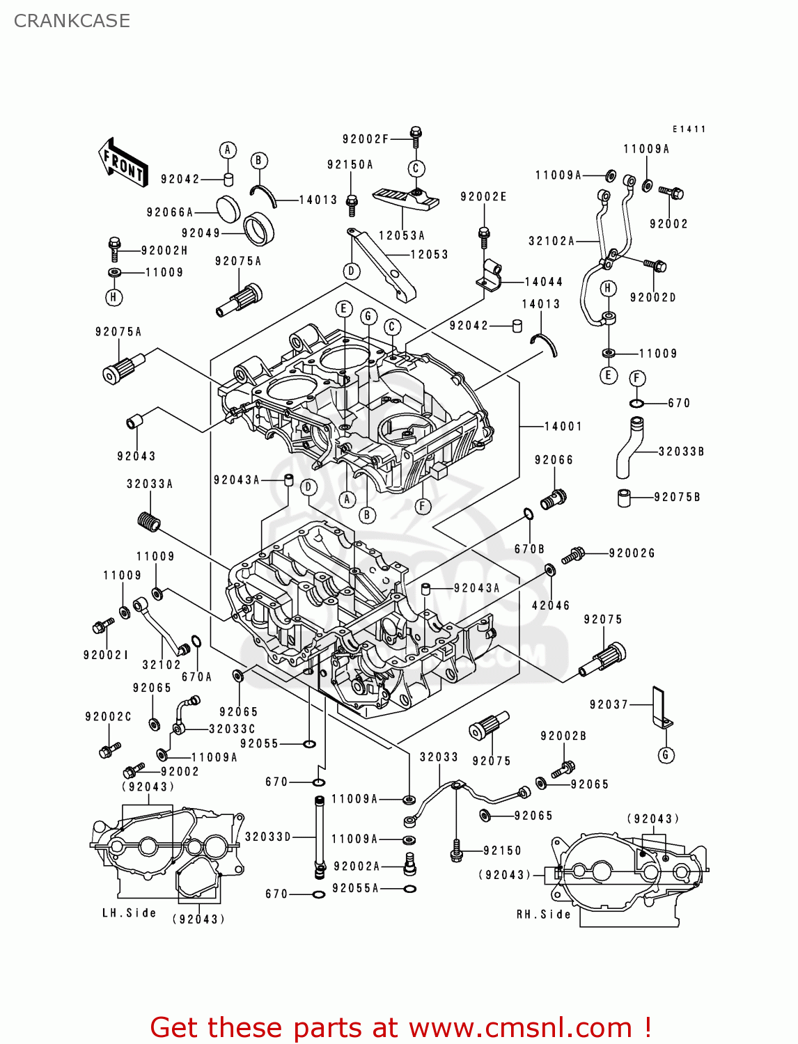 CRANKCASE KLE500A6 1996 EUROPE FR NL AR FG NR SP ST