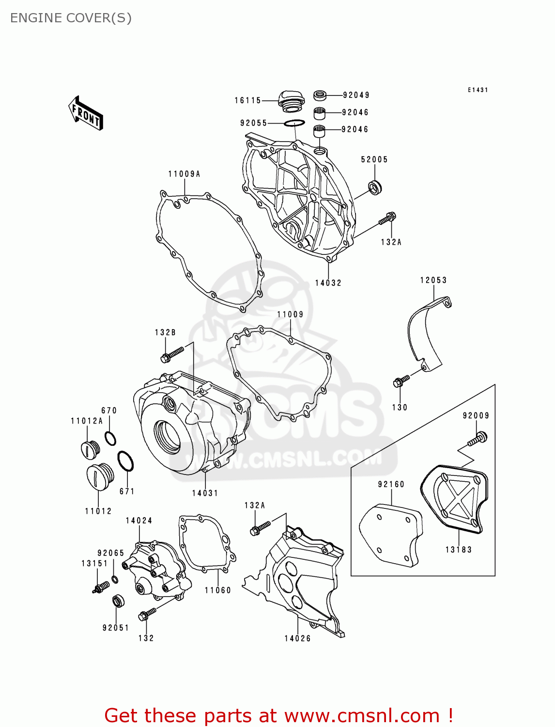 ENGINE COVER(S) KLE500A6 1996 EUROPE FR NL AR FG NR SP ST