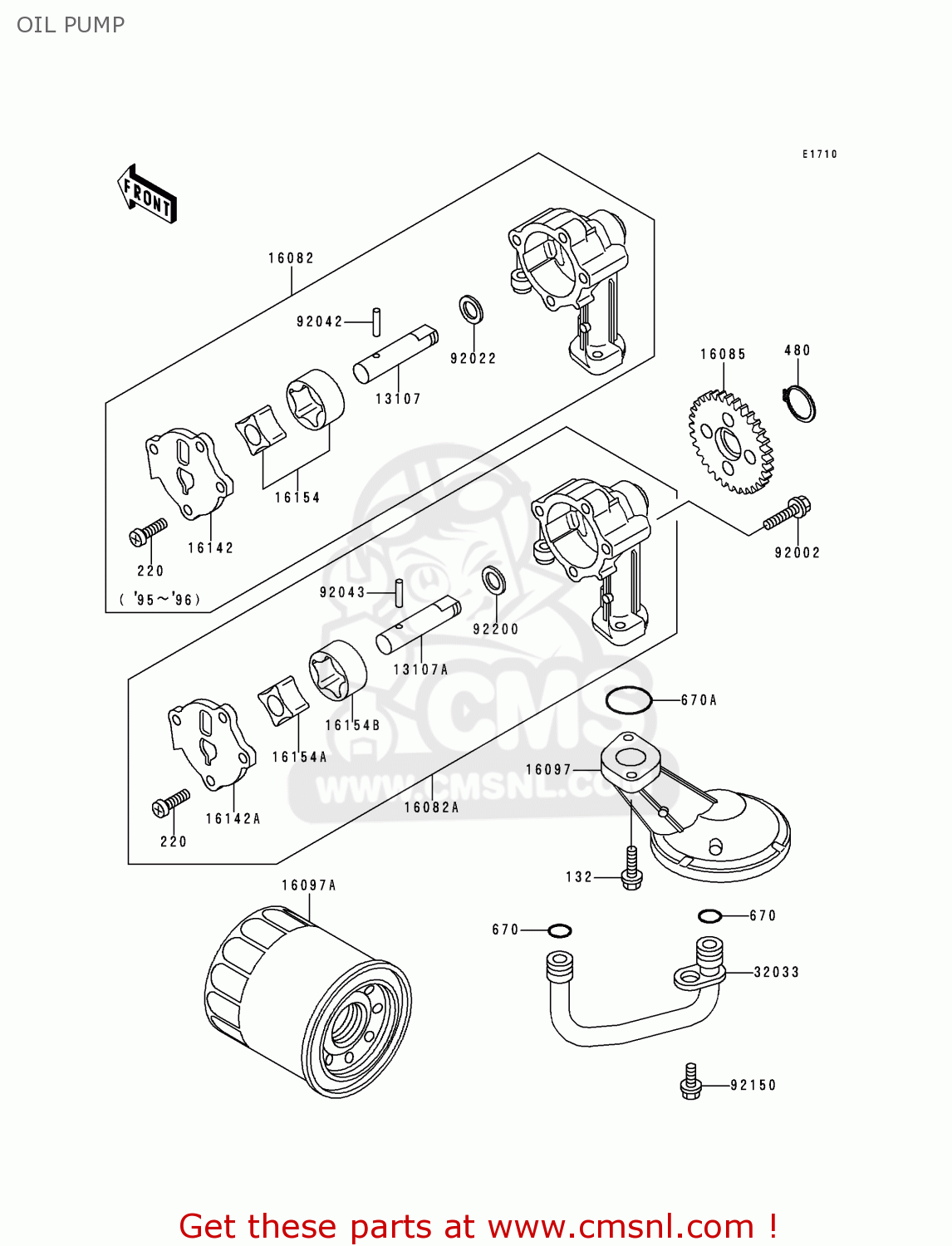 OIL PUMP KLE500A6 1996 EUROPE FR NL AR FG NR SP ST