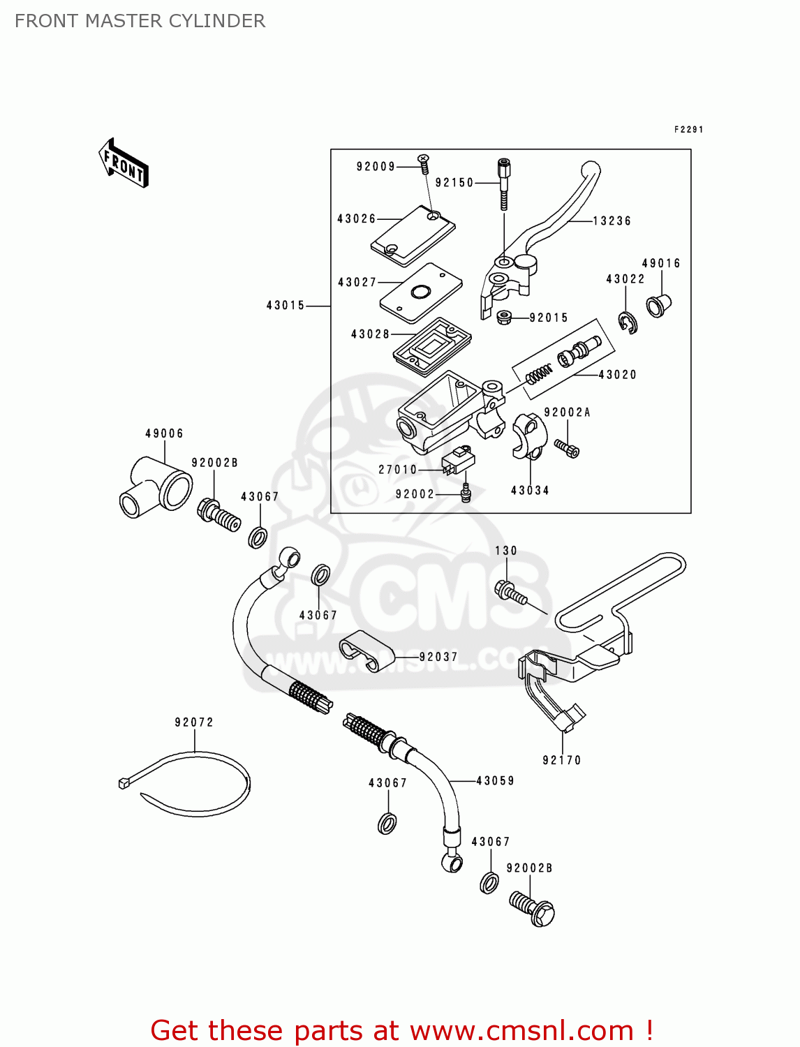 FRONT MASTER CYLINDER KLE500A6 1996 EUROPE FR NL AR FG NR SP ST